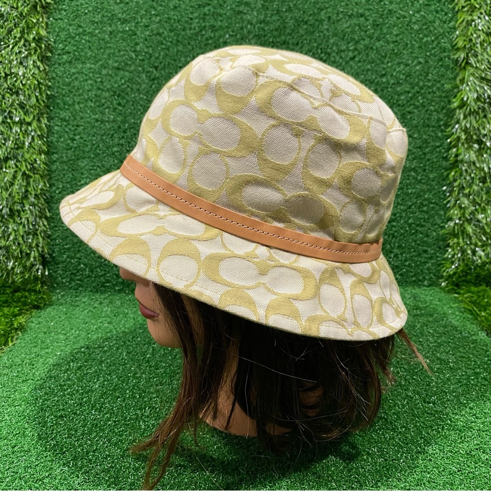 Vintage Coach Green Signature Bucket Hat Sz S Women’s - Picture 3 of 9